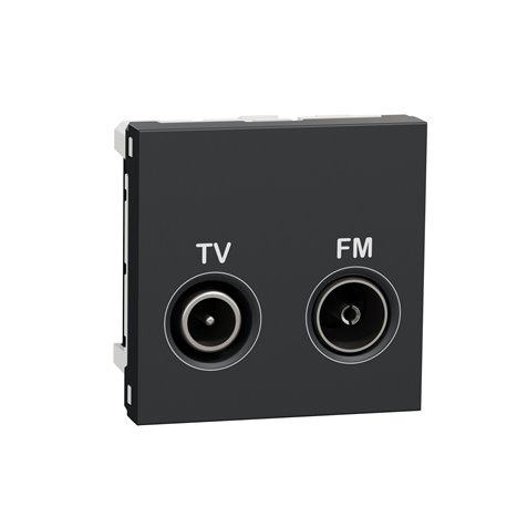 Prise TV + FM individuel Unica NU345154 anthracite 2 modules mécansime seul
