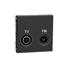 Prise TV + FM individuel Unica NU345154 anthracite 2 modules mécansime seul