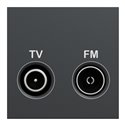 Prise TV + FM individuel Unica NU345154 anthracite 2 modules mécansime seul