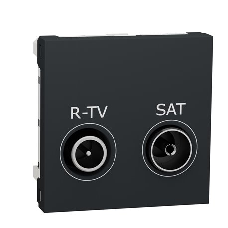 Prise R-TV + SAT individuel Unica NU345454 anthracite 2 modules mécansime seul Prise R-TV + SAT individuel Unica NU345454 anthracite 2 modules mécansime seul