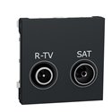 Prise R-TV + SAT individuel Unica NU345454 anthracite 2 modules mécansime seul