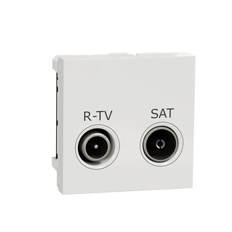Prise R-TV + SAT individuel Unica NU345418 Blanc 2 modules mécanisme seul Prise R-TV + SAT individuel Unica NU345418 Blanc 2 modules mécanisme seul