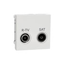 Prise R-TV + SAT individuel Unica NU345418 Blanc 2 modules mécanisme seul
