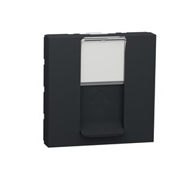 Prise RJ45 simple cat 6 STP Unica NU341754 anthracite 2 modules mécansime seul