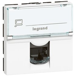 Prise RJ45 categorie6 FTP Mosaic 2 modules Blanc 076565