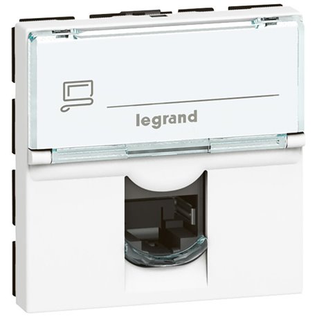 Prise RJ45 categorie6 FTP Mosaic 2 modules Blanc 076565