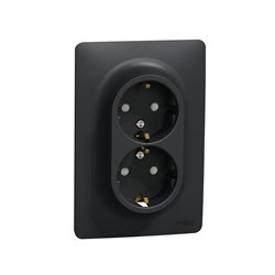 Prise double 2P+T pour boîte 1P DE vis Unica NU206754 anthracite 1 module mécanisme seul