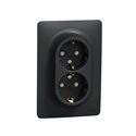 Prise double 2P+T pour boîte 1P DE vis Unica NU206754 anthracite 1 module mécanisme seul