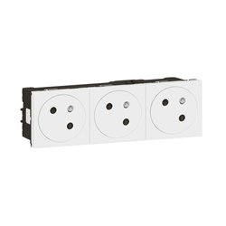 Triple prise de courant 2P+T Surface Mosaic Link racc lateral 6 mod blanc 077143L