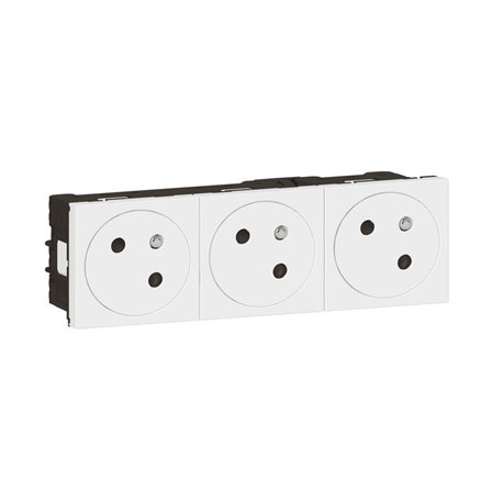 Triple prise de courant 2P+T Surface Mosaic Link racc lateral 6 mod blanc 077143L
