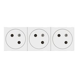 Triple prise de courant 2P+T Surface Mosaic Link racc lateral 6 mod blanc 077143L