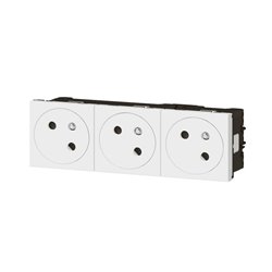 Triple prise de courant 2P+T Surface Mosaic Link racc lateral 6 mod blanc 077143L