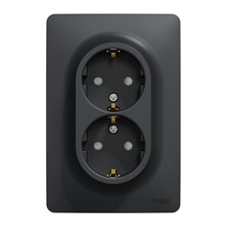 Prise double 2P+T pour boîte 1P DE vis Unica NU206754 anthracite 1 module mécanisme seul