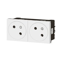 Prise 2x2P+T Surface Mosaic Link a raccordement lateral 4 modules blanc 077142L