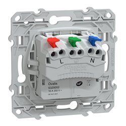 Prise de courant 2P+T 16A affleurante bornes automatiques Ovalis S320052 Blanc 