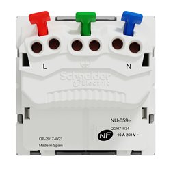 Prise 2P+T FR 90° raccord rapide traversant Unica NU305930 Aluminium mécanisme seul