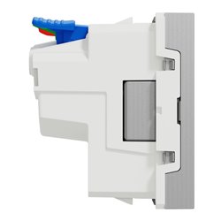 Prise 2P+T FR 90° raccord rapide traversant Unica NU305930 Aluminium mécanisme seul