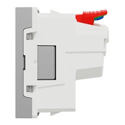 Prise 2P+T FR 90° raccord rapide traversant Unica NU305930 Aluminium mécanisme seul