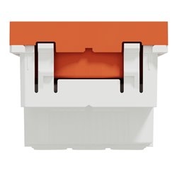 Prise 2P+T FR 90° raccord rapide traversant Unica NU305961 Orange mécanisme seul