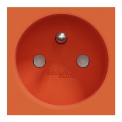 Prise 2P+T FR 90° raccord rapide traversant Unica NU305961 Orange mécanisme seul