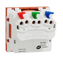 Prise 2P+T FR 90° raccord rapide traversant Unica NU305961 Orange mécanisme seul
