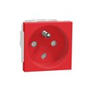 Prise 2P+T FR 90° vis détrompage mécanique Unica NU305103 Rouge mécanisme seul