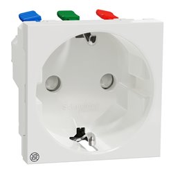 Prise 2P+T DE connexion rapide Unica NU305720 Blanc antibactérien mécanisme seul