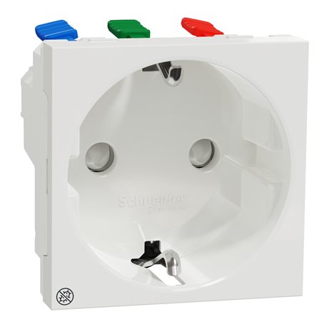 Prise 2P+T DE connexion rapide Unica NU305720 Blanc antibactérien mécanisme seul