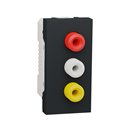 Prise RCA triple (rouge blanc jaune) Unica NU343154 anthracite 1 module mécanisme seul