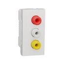 Prise RCA triple (rouge blanc jaune) Unica NU343118 Blanc 1 module mécanisme seul