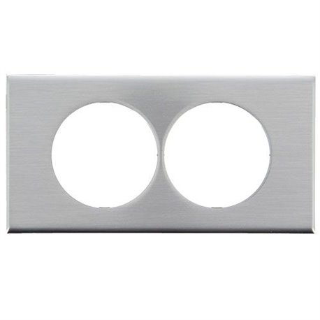 Plaque Celiane métal 2 postes pour rénovation entraxe 57mm inox brossé 069108