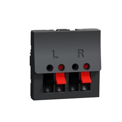 Prise haut-parleur 2 sorties rouge + noir Unica NU348654 anthracite 2 modules mécansime seul
