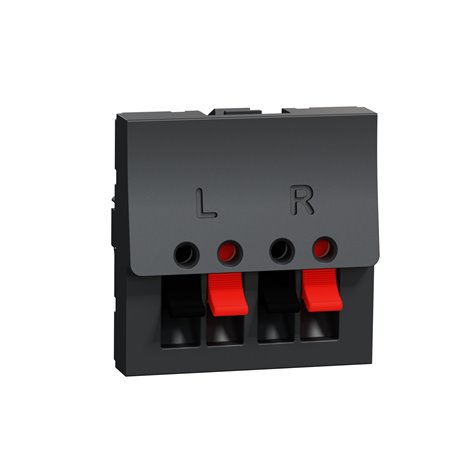 Prise haut-parleur 2 sorties rouge + noir Unica NU348654 anthracite 2 modules mécansime seul Prise haut-parleur 2 sorties rouge + noir Unica NU348654 anthracite 2 modules mécansime seul