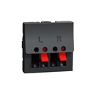 Prise haut-parleur 2 sorties rouge + noir Unica NU348654 anthracite 2 modules mécansime seul