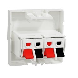Prise haut-parleur 2 sorties rouge + noir Unica NU348618 Blanc 2 modules mécanisme seul