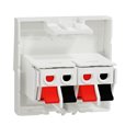 Prise haut-parleur 2 sorties rouge + noir Unica NU348618 Blanc 2 modules mécanisme seul