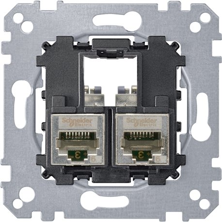 Prise double RJ45 équipée S-One Cat5 FTP/STP blindé D-Life MTN4575-0012 mécanisme seul Prise double RJ45 équipée S-One Cat5 FTP/STP blindé D-Life MTN4575-0012 mécanisme seul