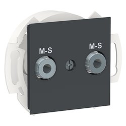 Prise double multiservices M-S Unica NU545754 anthracite mécanisme seul