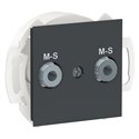 Prise double multiservices M-S Unica NU545754 anthracite mécanisme seul