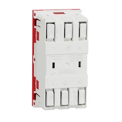Prise double lumineuse 2P+T FR 45° détrompage Unica NU306103S Rouge mécanisme seul