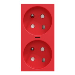 Prise double lumineuse 2P+T FR 45° détrompage Unica NU306103S Rouge mécanisme seul