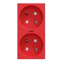 Prise double lumineuse 2P+T FR 45° détrompage Unica NU306103S Rouge mécanisme seul