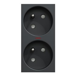 Prise double lum 2P+T FR 45° connexion rapide Unica NU306954S Anthracite mécanisme seul