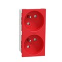 Prise double lum 2P+T FR 45° connexion rapide Unica NU306903S Rouge mécanisme seul
