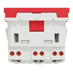 Prise double lum 2P+T FR 45° connexion rapide Unica NU306903S Rouge mécanisme seul