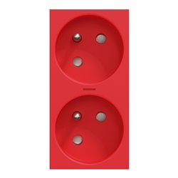 Prise double lum 2P+T FR 45° connexion rapide Unica NU306903S Rouge mécanisme seul
