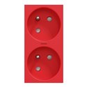 Prise double lum 2P+T FR 45° connexion rapide Unica NU306903S Rouge mécanisme seul