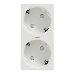 Prise double lum 2P+T DE 45° bornier à vis Unica NU306718AS Blanc mécanisme seul