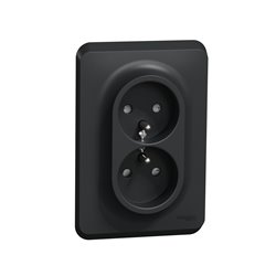 Prise double 2P+T pour boîte 1P FR vis Unica NU406954 anthracite mécanisme et plaque
