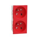Prise double 2P+T FR 45° goulotte rapide détrompage Unica NU306103T Rouge mécanisme seul